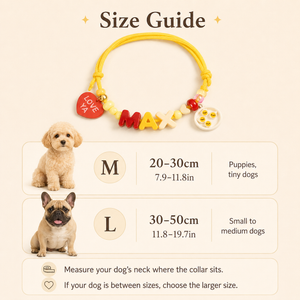 Size guide for custom beaded dog initial collar