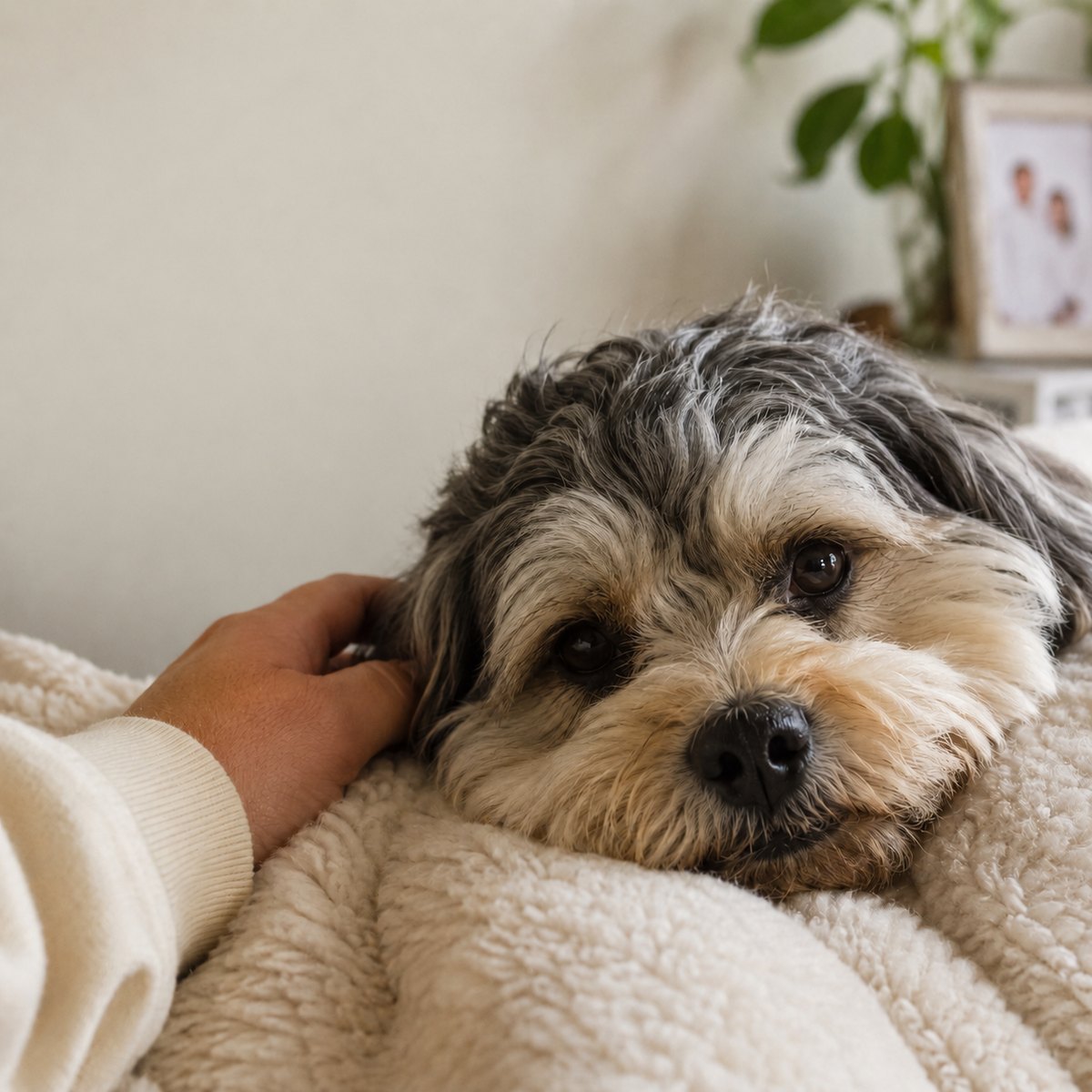 Pet receiving care and comfort