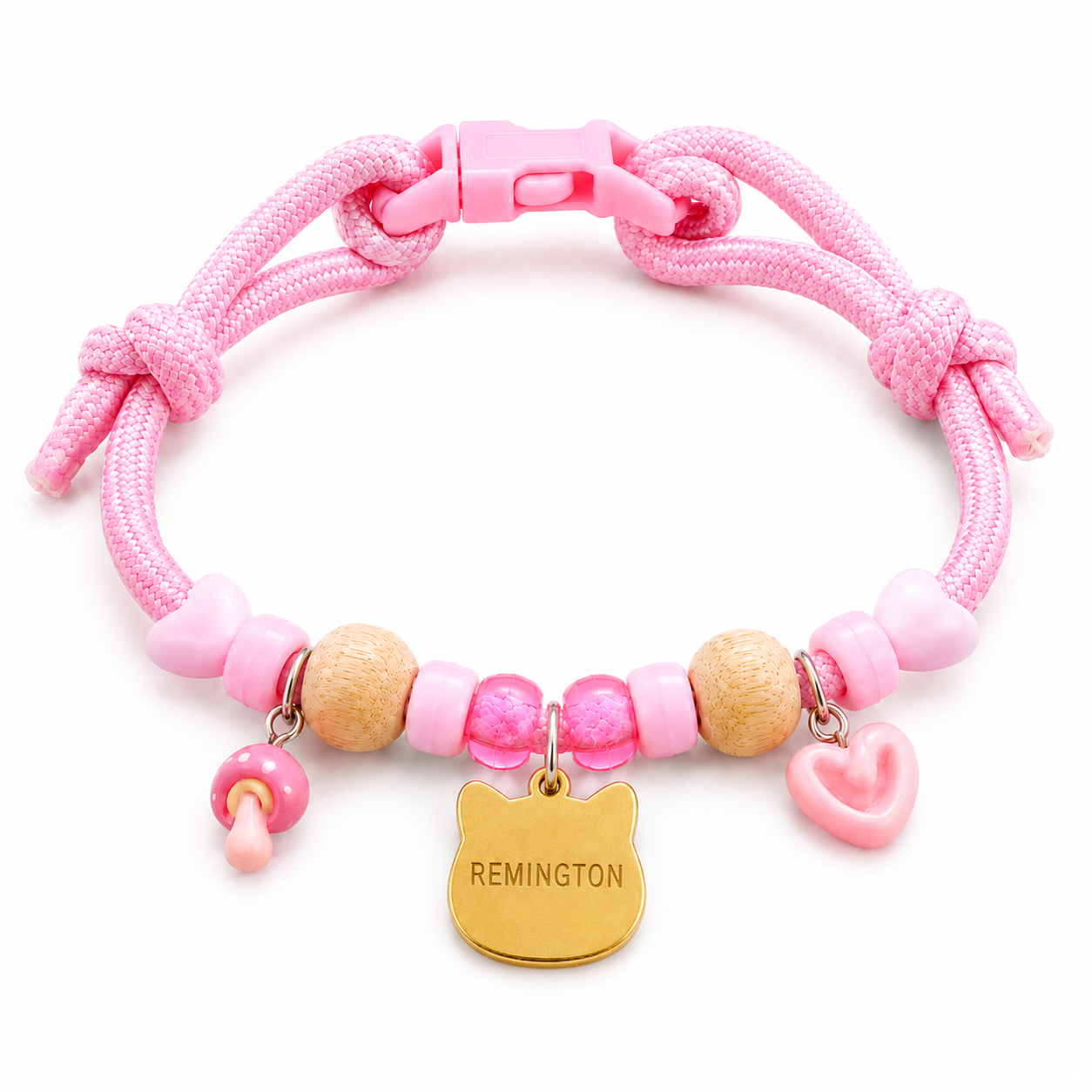 Sweet Pink custom engraved pet charm collar